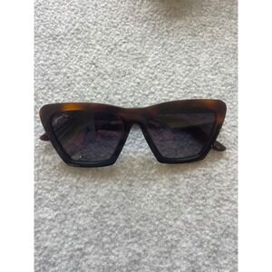 Johnny Fly Tortoise Shell Geometric Cat Eye Sunglasses with Wood Temples